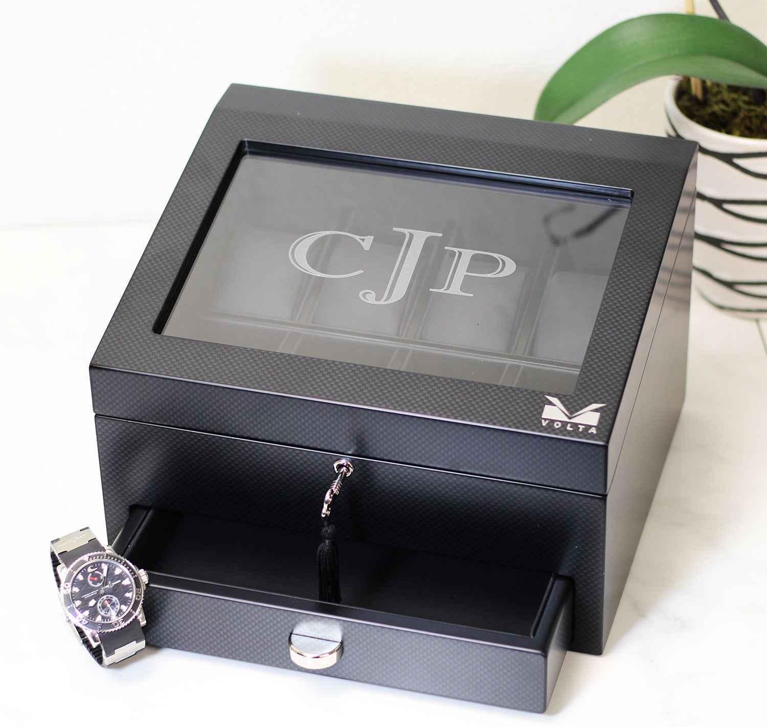volta 8 carbon fiber watch box with extra storage compartment 2 volta 8 carbon fiber watch box with extra storage compartment 2