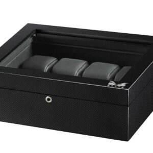 volta 8 carbon fiber watch box with glass top