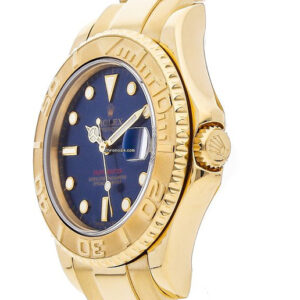 yacht master 35 18k yellow gold blue dial unisex watch 68628